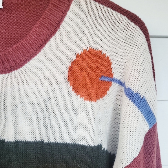 Madden NYC Desert Sunset Southwestern Knit Cropped Sweater XL - Picture 5 of 8